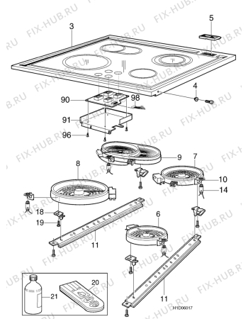Взрыв-схема комплектующей Electrolux EK6173 - Схема узла H10 Hob