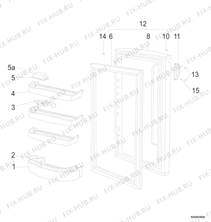 Взрыв-схема холодильника Zanussi ZC284R - Схема узла Door 003