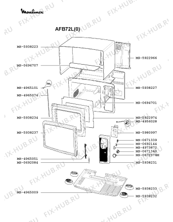 Взрыв-схема микроволновой печи Moulinex AFB72L(0) - Схема узла SP002018.8P2