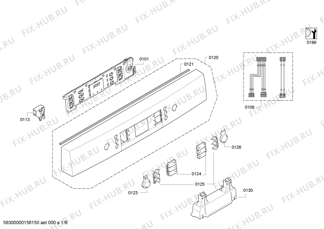 Схема №5 SMS58M32EU с изображением Передняя панель для посудомойки Bosch 00677424