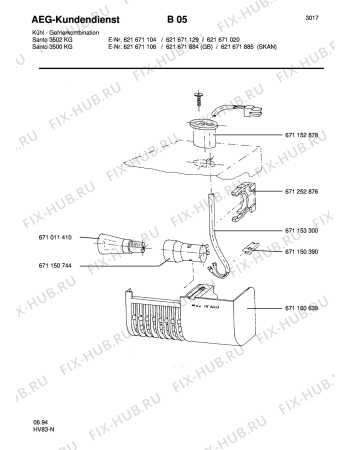 Взрыв-схема холодильника Aeg S3502 KG - Схема узла Internal parts refrigerator