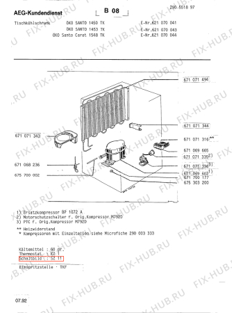 Взрыв-схема холодильника Aeg SAN1453 TK - Схема узла Refrigerator cooling system