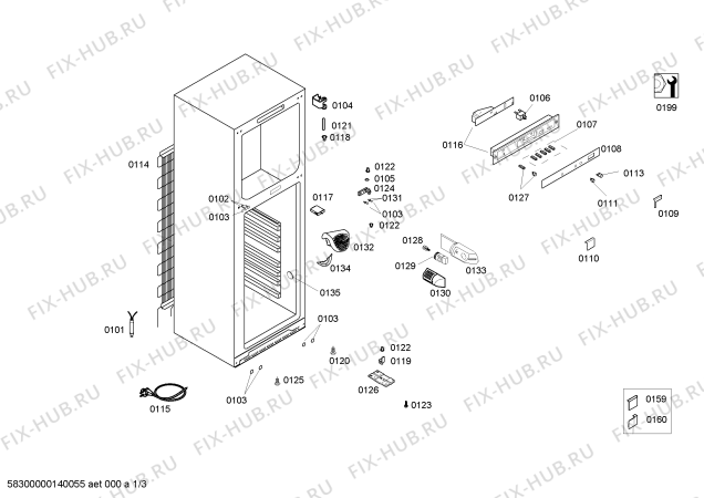 Схема №3 KD29VX15 с изображением Дверь морозильной камеры для холодильника Siemens 00683318
