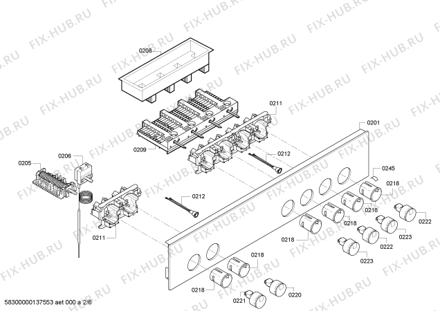 Схема №4 CH330250 с изображением Панель управления для плиты (духовки) Bosch 00671676