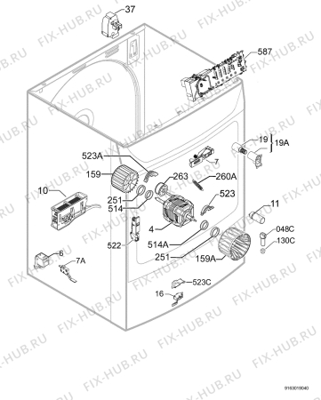 Взрыв-схема сушильной машины Privileg 00939020_20965 - Схема узла Electrical equipment 268