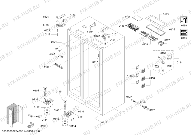 Схема №5 KAD92HI31 с изображением Дверь для холодильной камеры Bosch 00717929
