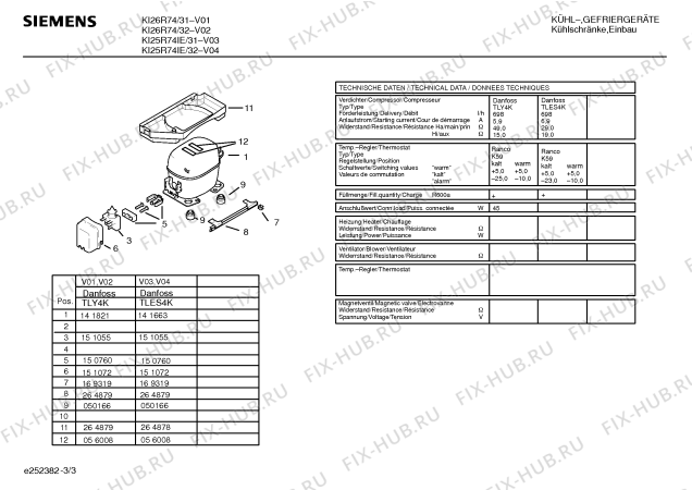 Взрыв-схема холодильника Siemens KI26R74 - Схема узла 03