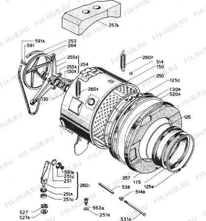 Взрыв-схема стиральной машины Zanussi ZF511G - Схема узла Functional parts 267