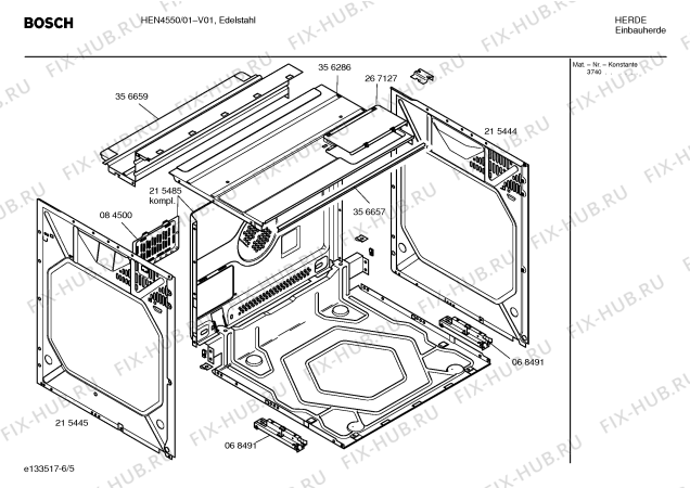 Схема №4 HEN4550 с изображением Панель управления для духового шкафа Bosch 00359126