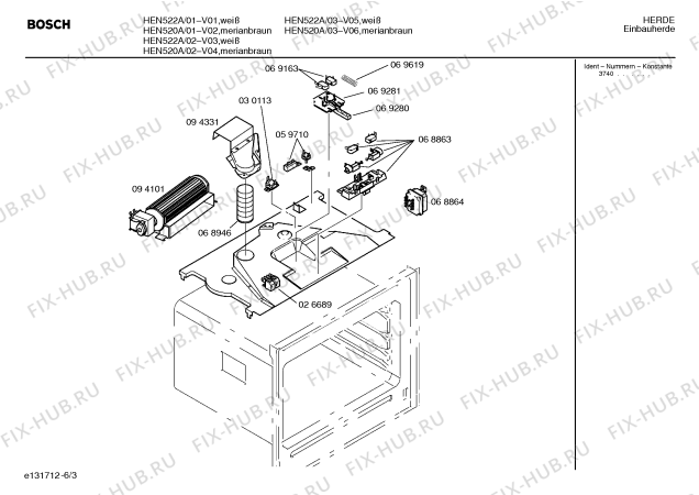 Схема №4 HEN522A с изображением Ручка выбора температуры для духового шкафа Bosch 00068884