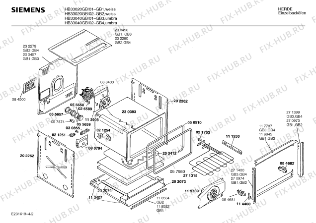 Схема №3 HB33020GB с изображением Панель для духового шкафа Siemens 00282962