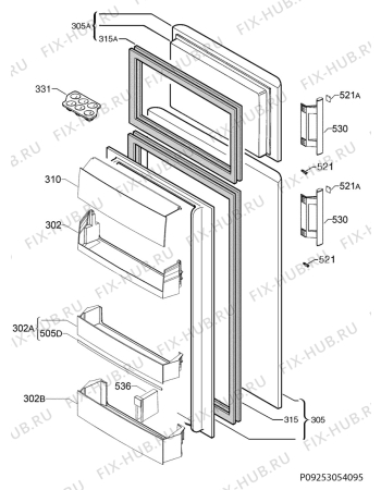 Взрыв-схема холодильника Electrolux EJF3010AOW - Схема узла Door 003