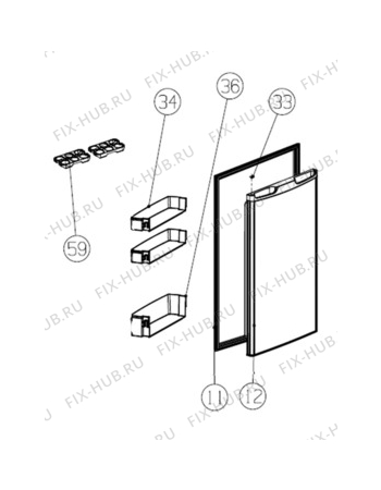 Взрыв-схема холодильника Zanussi ZRG10800WA - Схема узла Door 003