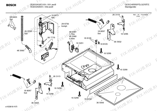 Взрыв-схема посудомоечной машины Bosch SGS53A09 - Схема узла 05