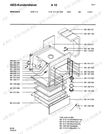 Взрыв-схема плиты (духовки) Aeg 5230V-W N - Схема узла Section2