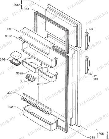 Взрыв-схема холодильника Privileg 141385 5 - Схема узла Door 003