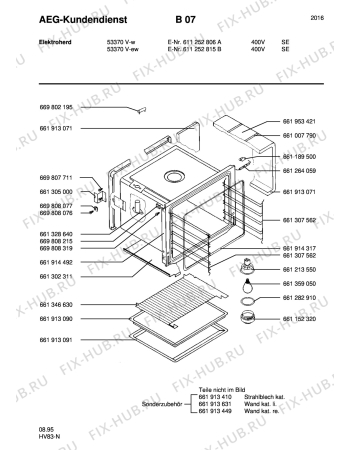 Взрыв-схема плиты (духовки) Aeg 53370V-W S 400V - Схема узла Section2