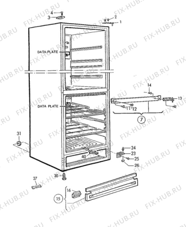 Взрыв-схема холодильника Zanussi ZF67/42FF - Схема узла Cabinet + furniture (extra)