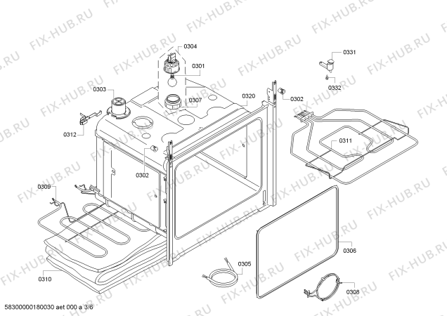 Взрыв-схема плиты (духовки) Siemens HB331E2S - Схема узла 03
