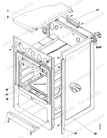 Взрыв-схема плиты (духовки) Zanussi ZC4412W - Схема узла Section 1