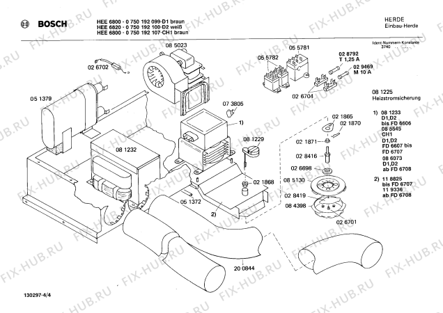 Взрыв-схема плиты (духовки) Bosch 0750192099 HEE6800 - Схема узла 04