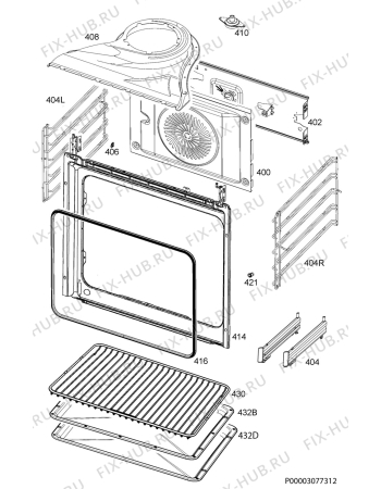 Взрыв-схема плиты (духовки) Electrolux EOA6420AOX - Схема узла Oven