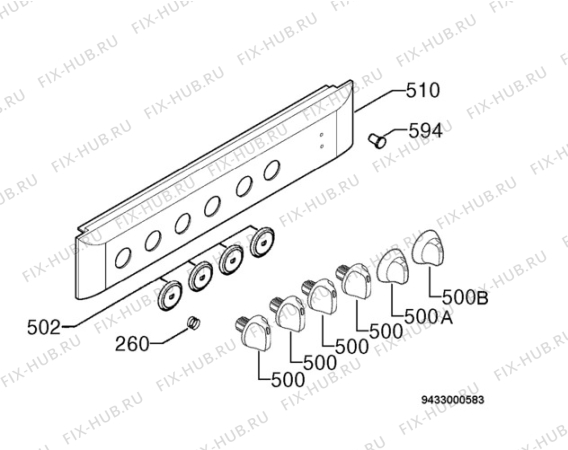 Взрыв-схема плиты (духовки) Electrolux EKK6005 - Схема узла Command panel 037