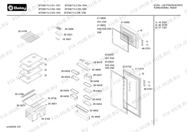 Взрыв-схема холодильника Balay 3FS3671LC - Схема узла 02