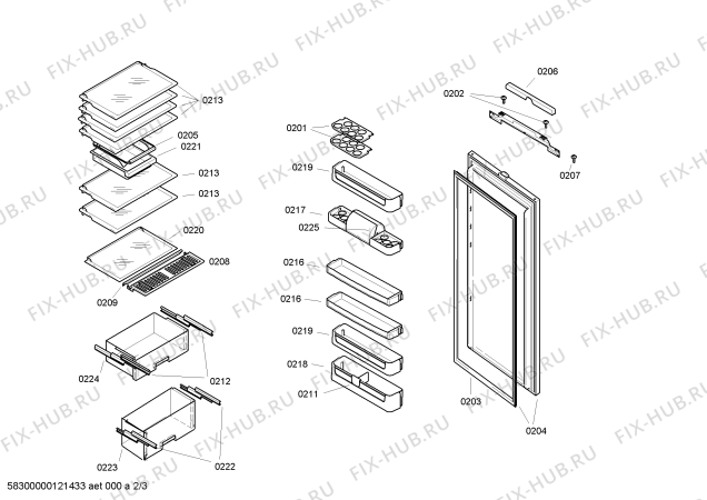 Взрыв-схема холодильника Bosch KIR38A40GB - Схема узла 02