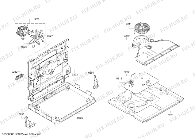 Взрыв-схема плиты (духовки) Bosch HSE741124G - Схема узла 02