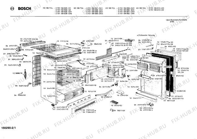 Схема №2 0700374506 KS370KK с изображением Цоколь для холодильника Bosch 00107108