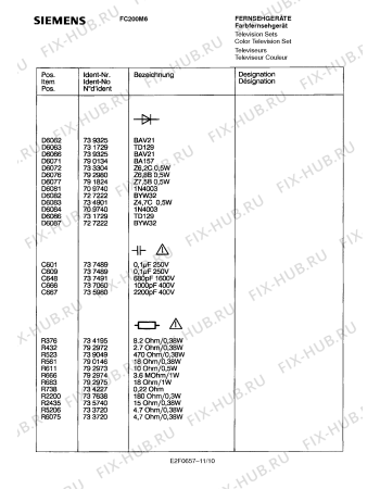 Схема №9 FC200M6 с изображением Сервисная инструкция для телевизора Siemens 00535522