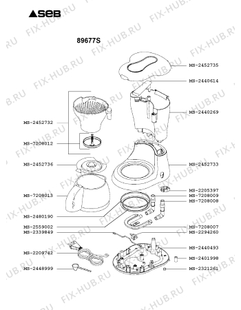 Схема №1 896701 с изображением Крышка для электрокофемашины Seb MS-2452736