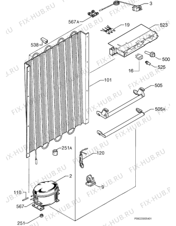 Взрыв-схема холодильника Privileg 053880_41279 - Схема узла Cooling system 017