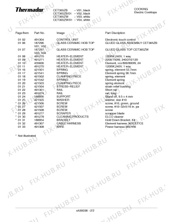 Схема №2 CET365ZW с изображением Стеклокерамика для плиты (духовки) Bosch 00187297