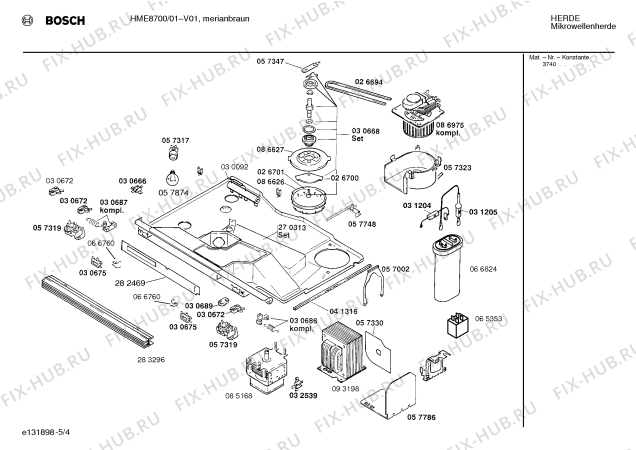 Взрыв-схема микроволновой печи Bosch HME8700 - Схема узла 04