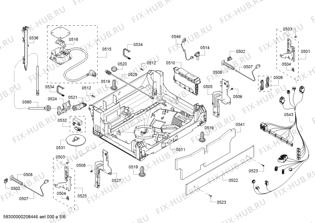 Взрыв-схема посудомоечной машины Bosch SHP53T55UC SilencePlus 46 dBA - Схема узла 05