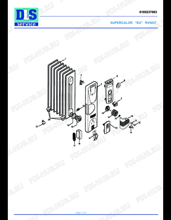 Схема №1 RV 5057 с изображением Переключатель для обогревателя (вентилятора) DELONGHI 5308002800
