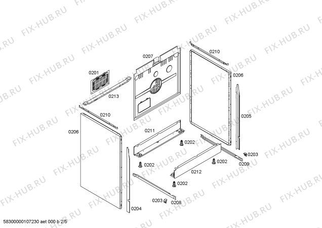 Взрыв-схема плиты (духовки) Bosch HSN732HEU - Схема узла 02