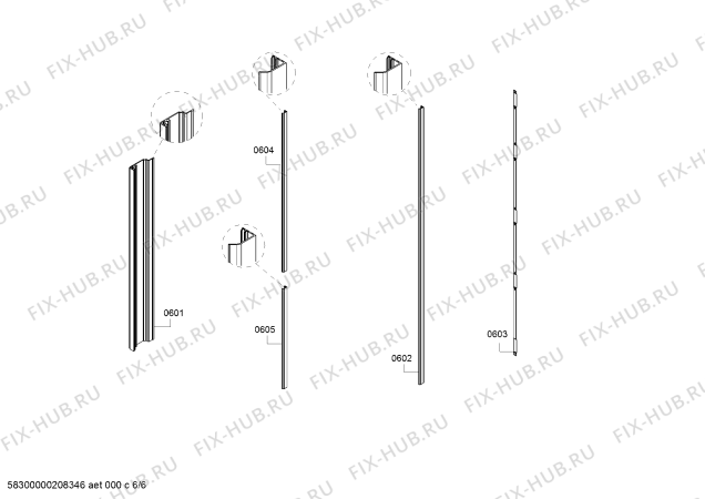 Схема №6 RW466364 Gaggenau с изображением Дверь для холодильной камеры Bosch 00717596