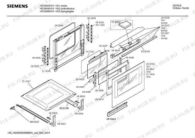 Схема №3 HE56080 с изображением Инструкция по эксплуатации для плиты (духовки) Siemens 00518207