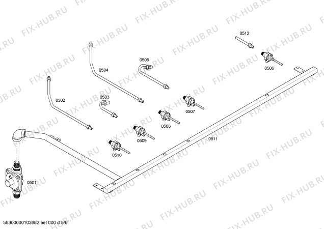 Схема №5 P24WKZS с изображением Труба для духового шкафа Bosch 00415064
