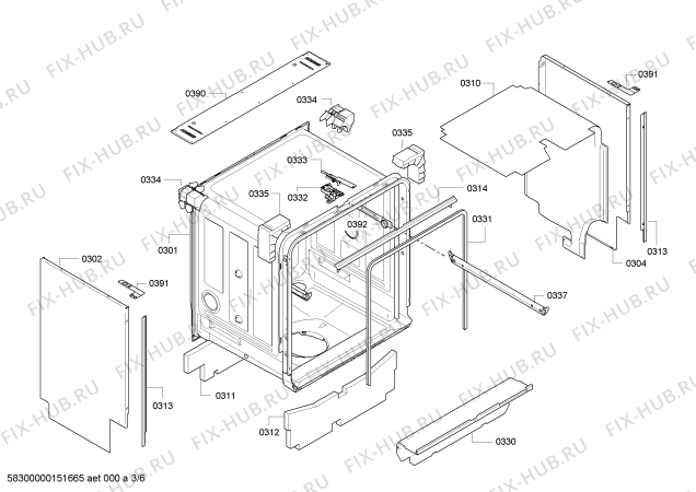 Схема №5 S31M65W3EU с изображением Передняя панель для посудомойки Bosch 00703050