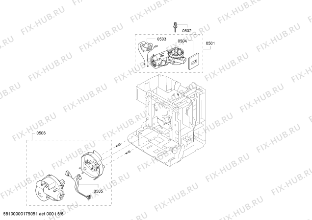 Взрыв-схема кофеварки (кофемашины) Bosch TES80721RW VeroSelection 700 - Схема узла 05