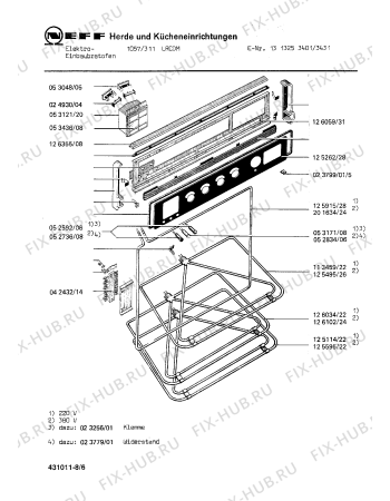 Взрыв-схема плиты (духовки) Neff 1313253401 1057/311LRCDM - Схема узла 06