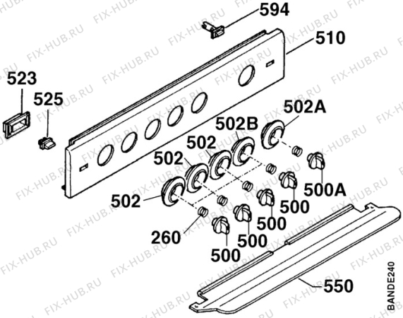 Взрыв-схема плиты (духовки) Zanussi ZC6330W1 - Схема узла Command panel 037