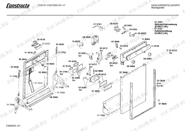 Схема №3 CG572000 с изображением Столешница для посудомойки Bosch 00203819