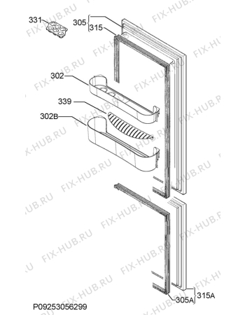 Взрыв-схема холодильника Faure FRB32313WA - Схема узла Door 003