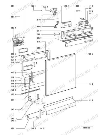 Схема №1 GSF 5243/1 W-WS с изображением Панель для посудомоечной машины Whirlpool 481245370749