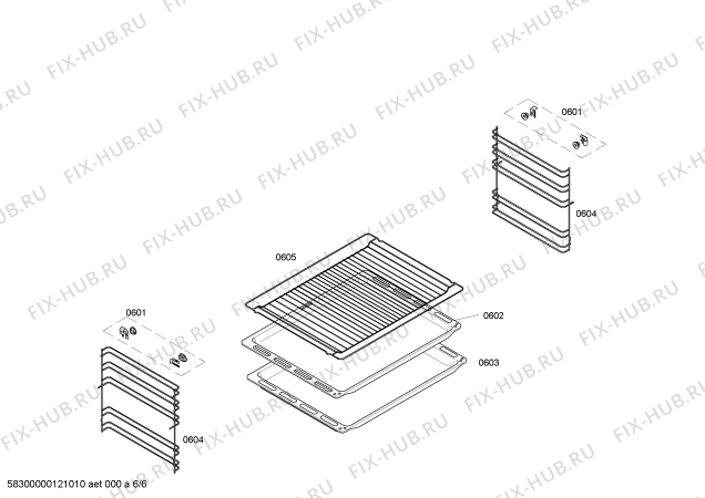 Взрыв-схема плиты (духовки) Bosch HBN33L551 - Схема узла 06